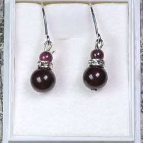 Korvakorut almandiini granaatti 6mm, 4mm, zirkonikoristein ALMA1