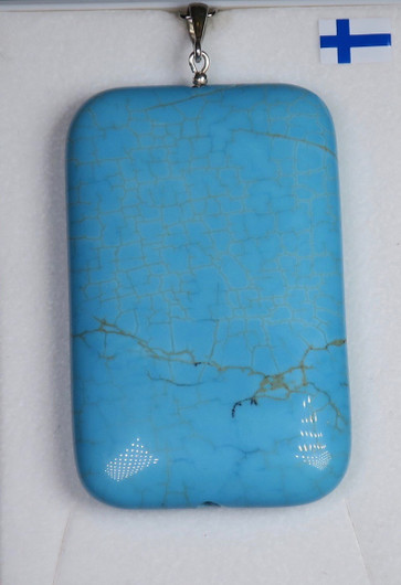 Riipus magnesiitti turkoosivärjätty KOOKAS kivi 54x34mm