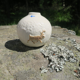 Maljakko talviporo, pieni pyöreä keramiikkavaasi