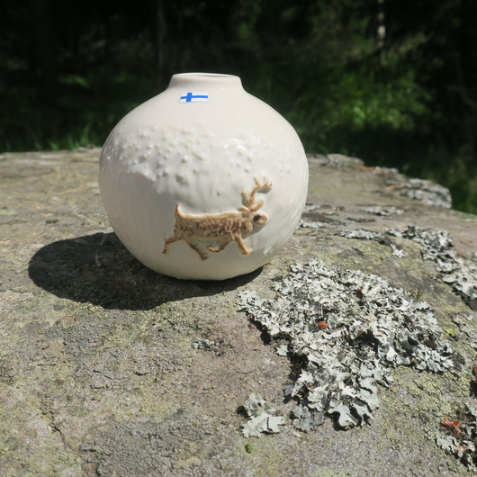 Maljakko talviporo, pieni pyöreä keramiikkavaasi