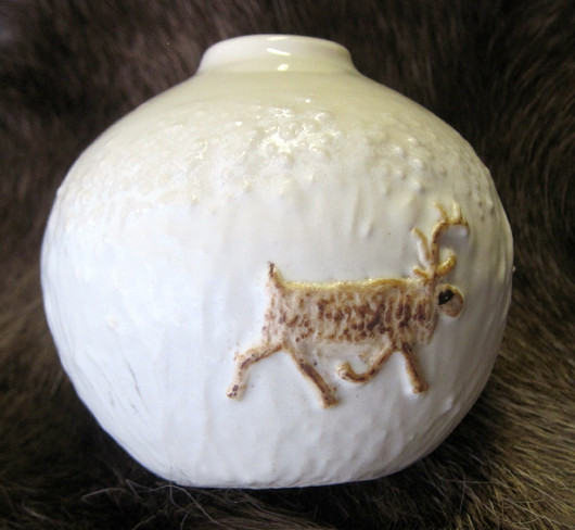 Maljakko talviporo, pieni pyöreä keramiikkavaasi