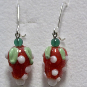 Korvakorut MANSIKKA lasia, pallot akaattia