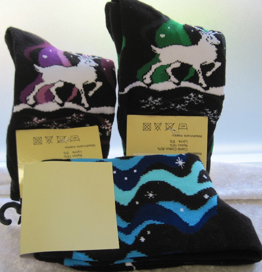 Nilkkasukat poro ja revontulet, lasten koko 26-30