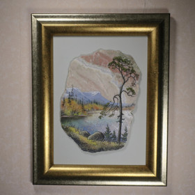 Kivimurskataulu järvimaisema ja tunturit ruska-aikaan  ABB