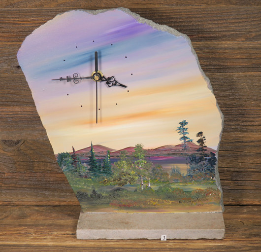 Pöytäkello maisemamaalaus kivikello Martt Kumpulainen nro3