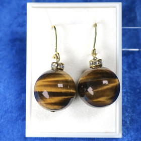 Korvakorut tiikerinsilmä 16mm zirkonikoristein