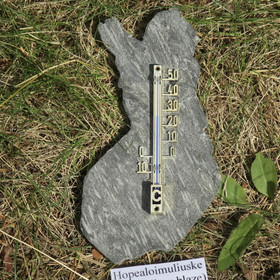 Lämpömittari hopealoimu liuskekivi. Suomen vanhojen rajojen mallinen