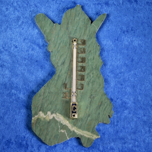 Lämpömittari  kromimarmori Suomen vanhojen rajojen muotoinen