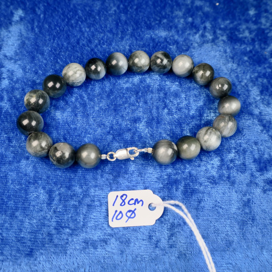 Rannekoru kissansilmäkvartsi harmaa 10mm