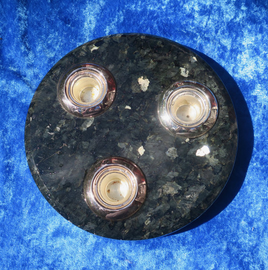 Kynttilänjalka larvikiitti 3 kruunukynttilälle 17,5cm