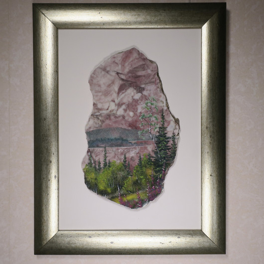 Kivimurskataulu  iltarusko lapin metsämaisema JBB