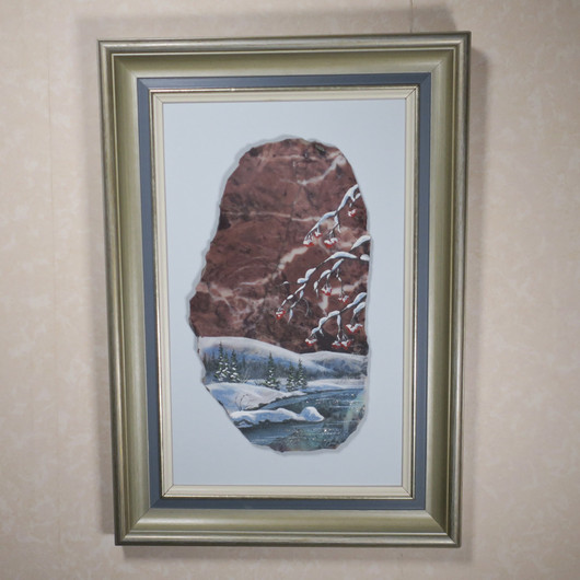 Kivimurskataulu Pihlajanmarjat tunturimaisema talvella XTK