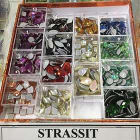 Strassit, epoksy, hot fix-liima takana. Valitse valikosta.