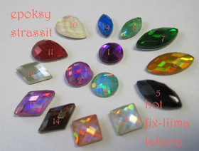 Strassit, epoksy, hot fix-liima takana. Valitse valikosta.