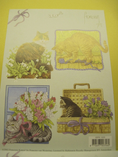 Korttikuva A6 arkki KISSAT 4 erilaista