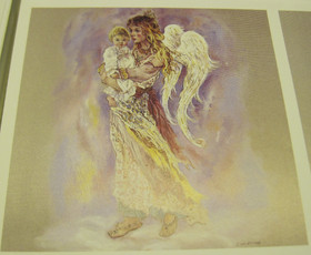 Korttikuva suojelusenkeli ja vauva 10x10cm