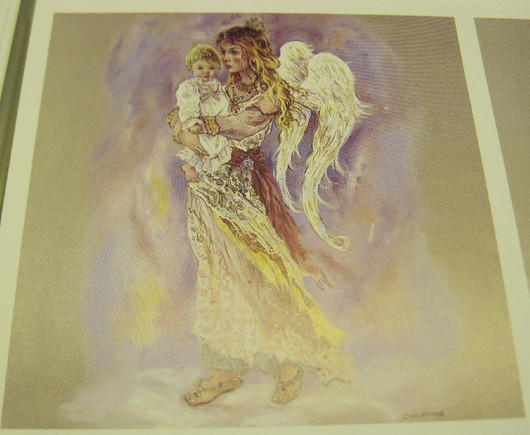 Korttikuva suojelusenkeli ja vauva 10x10cm