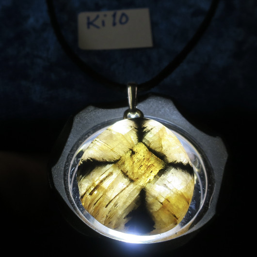 Riipus kiastoliitti ristikivi, riipuslenkki 925-hopea Ki10