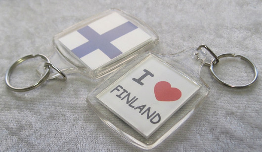 Avaimenperä Suomen lippu jossa I love Finland