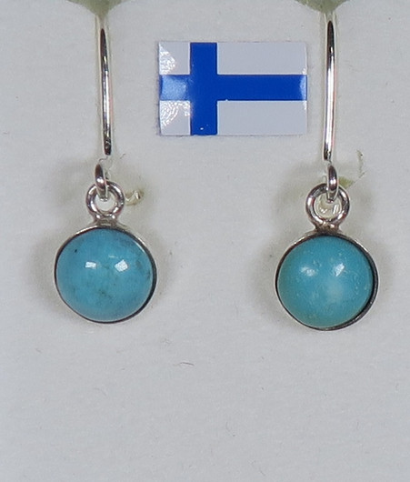 Hopeakorvakorut aito turkoosi pyöreä 6mm 