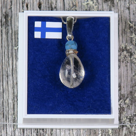 Riipus rutiilikvartsi ja magnesiitti zirkonikoristein PISARA