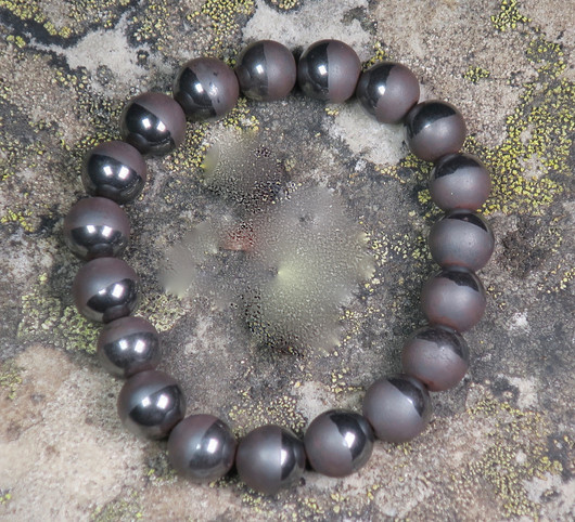 Rannekoru hematiitti puoliksi kiillotettu 10mm, joustava