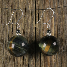 Korvakorut haukansilmä 16mm ja hematiitti zirkonikoristein FFH