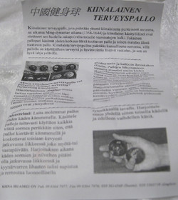 Terveyspallot Taiji kalsiittipallot 2kpl säilytysrasia ohjeet suomeksi