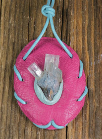 Riipus akvamariini kidesykerö nahkasomistein, pinkki/turkoosi