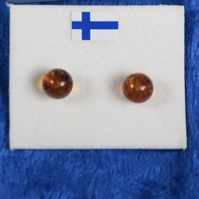 Nappikorvakorut meripihka amber 6mm