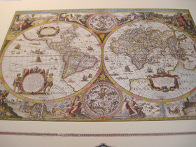 Juliste maapallo karttajuliste, kuvitettu tausta 40x50cm