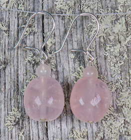 Korvakorut ruusukvartsi rumpuhiottu isot Rose2