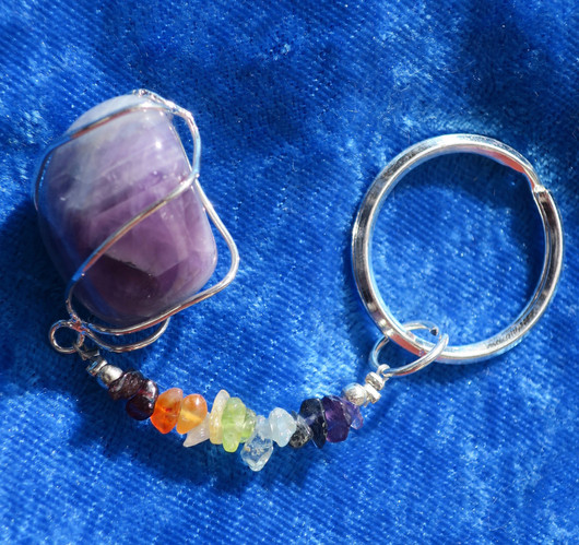 Avaimenperä chakrakivet ja ametisti