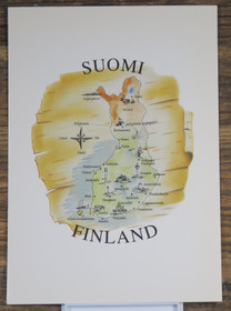 Postikortti Suomen kartta Suomi Finland
