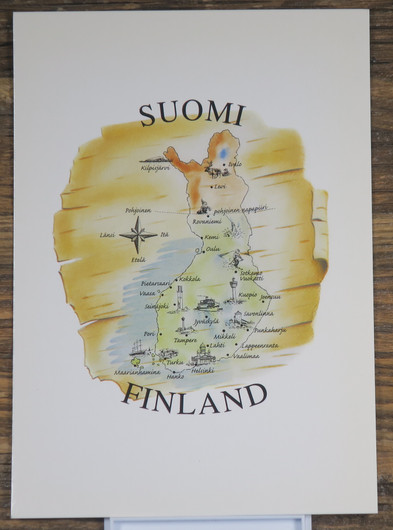 Postikortti Suomen kartta Suomi Finland