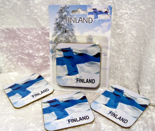 Lasinaluset 4kpl setti Suomen lippu