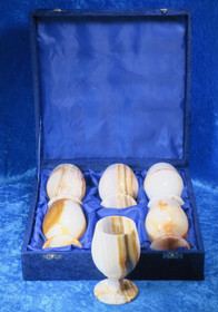 Kivipikarisetti onyksmarmoripikarit, 6 kpl setti, 7,5x12,5cm