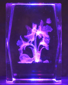 Kristallikuutio 6cm keiju ja kukkaset