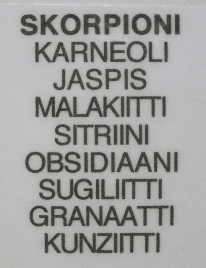 Taulu SKORPIONI, SCORPIO  onnenkivet G