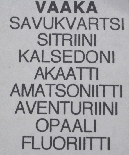 Taulu  VAAKA LIBRA onnenkivet C