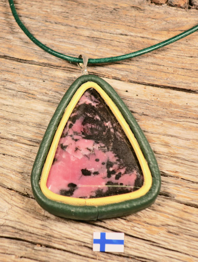 Riipus rodoniitti 45x40mm, nahkasomistein