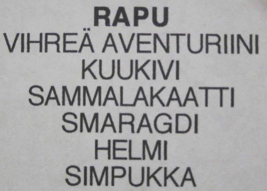 Taulu RAPU CANCER onnenkivet E