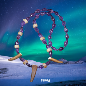 Poronsarvihelmet, tumma kirkas ametisti- ja poronsarvea  BIGGA