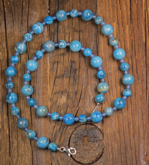 Helmet akaatti MERI 43cm, turkoosinvärinen