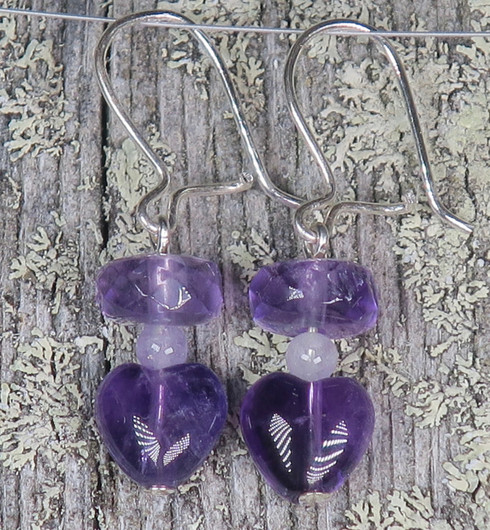Korvakorut ametistisydän tumma SANNI3
