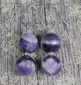 Korvakorut ametistikvartsi 12mm viistehiottu Asta12z12B