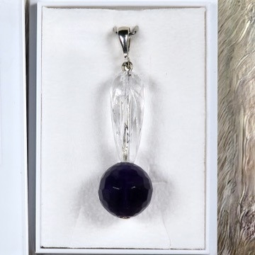 Riipus ametisti 12mm, vuorikidepisara 20mm. VIVIAN12v