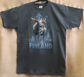 T-paita Hirvi -Finland, graniitinharmaa 