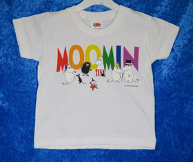 T-paita Moomin, valkoinen lasten Muumipaita koot 98-104 kids