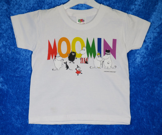 T-paita Moomin, valkoinen lasten Muumipaita koot 98-104 kids